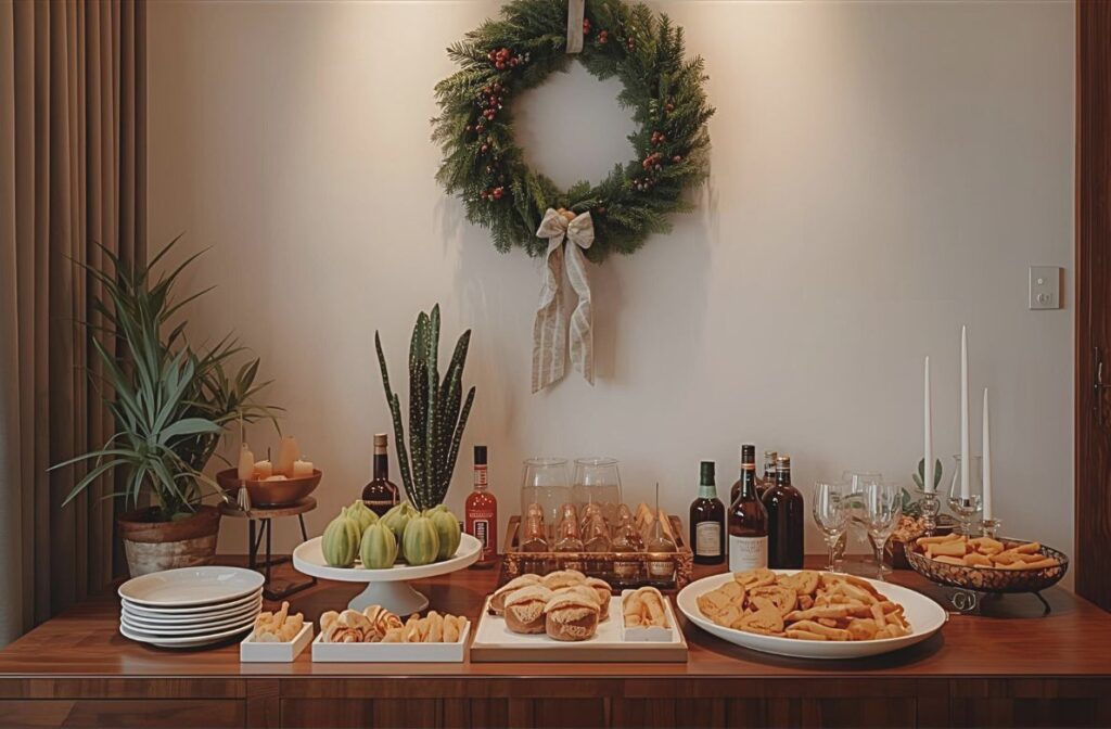  simple yet chic food station set up for hosting dinner party in a condo