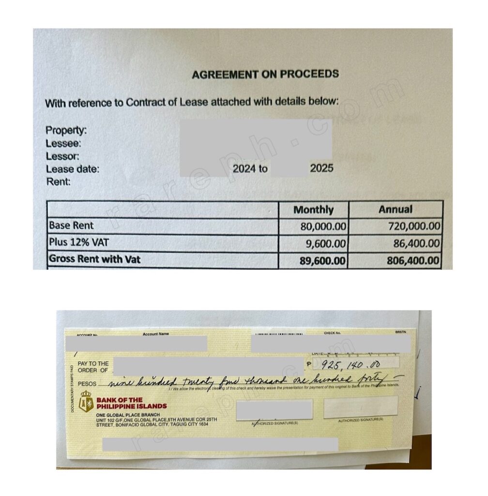rental payment and check for encashment by landlord resized + cropped