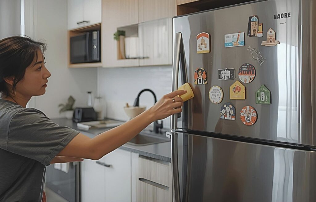 copy of rareph leph blog posts featured images an angled shot of kitchen being cleaned, with ref magnets being removed from the refrigerator during a home staging of a modern condo in manila philippines