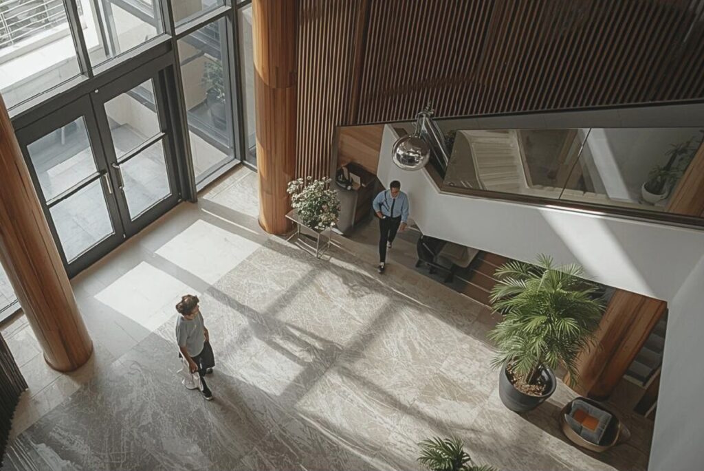 copy of rareph leph blog posts featured images entering the lobby of a modern condo in manila, natural lighting, casual, urban living editorial photography