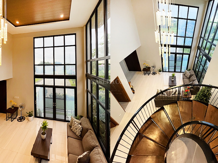 mirala nuvali 6 br modern contemporary house view of living room and stairs